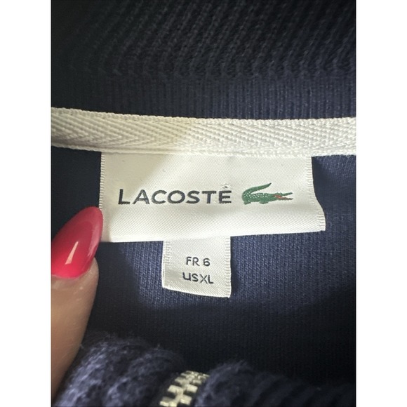 Lacoste 1/4 Zip Sweater Mens XL Blue Long Sleeve Mock Neck Jumper Cotton Casual - Picture 3 of 6